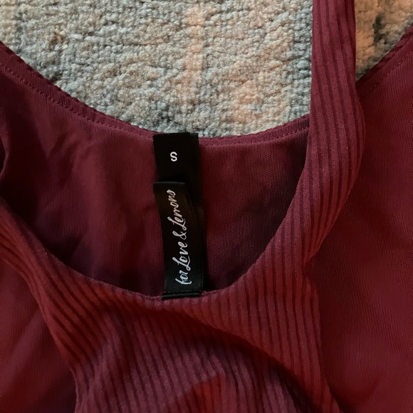 For Love and Lemons Rib Keyhole Bodysuit Burgundy Size Small - Picture 3 of 5